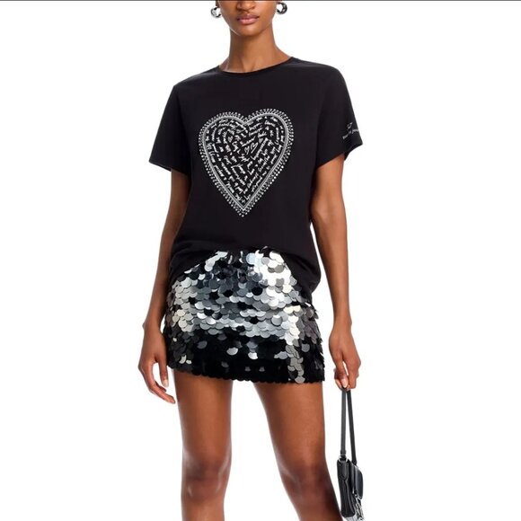 Cinq À Sept Rhinestone Love Letter Heart Tee 100% cotton - Picture 3 of 8